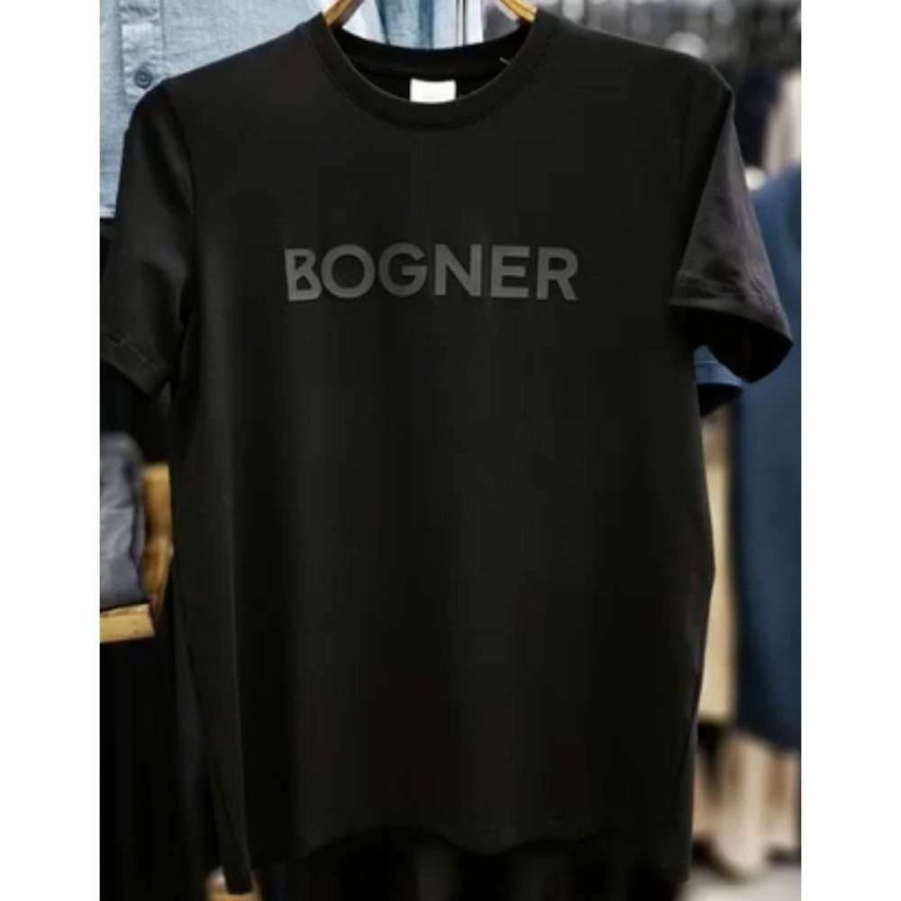 Bogner German Mens Black Tonal Logo Short Sleeve T-Shirt XXL Luxury Crewneck